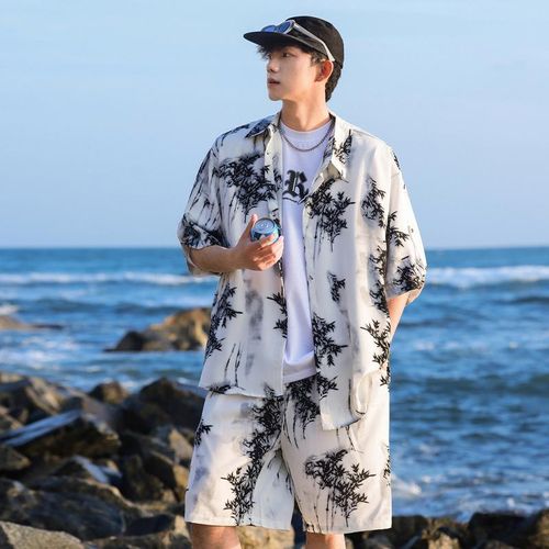 product_image_name-Fa-2-piece Ice Silk Tie Dyeing Sports Set Beach Shirt Shorts-1