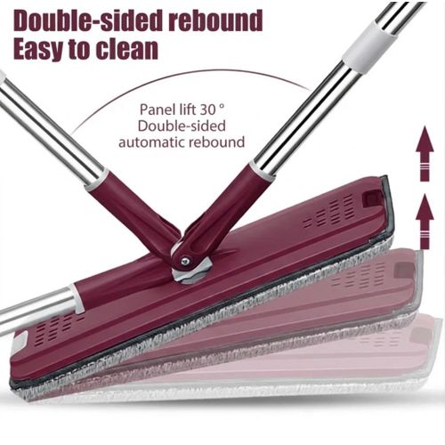 product_image_name-Generic-Scrath Anet Self-Wringing Flat Mop and Bucket System + 2 Microfiber Pads - Red-4