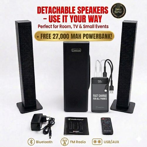 product_image_name-Generic-Media Bluetooth Home Speaker System + Free 27,000mah Powerbank with Detachable Soundbars & Subwoofer - Loud Clear Sound for TV, Room & Small Events - TRUSTED SELLER!!!-1