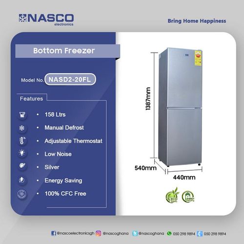 Nasco 158ltr Bottom Freezer Refrigerator - image 4