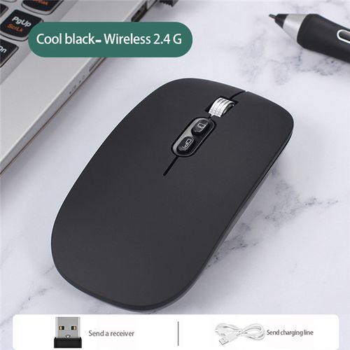 Souris Bluetooth, Slim Silent Rechargeable Wireless Mouse Dual