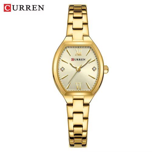 product_image_name-Curren-Fashionable Barrel-Shaped Simple Elegant Quartz Watch Women's Elastic Band Retro Women's Watch-Golden-3