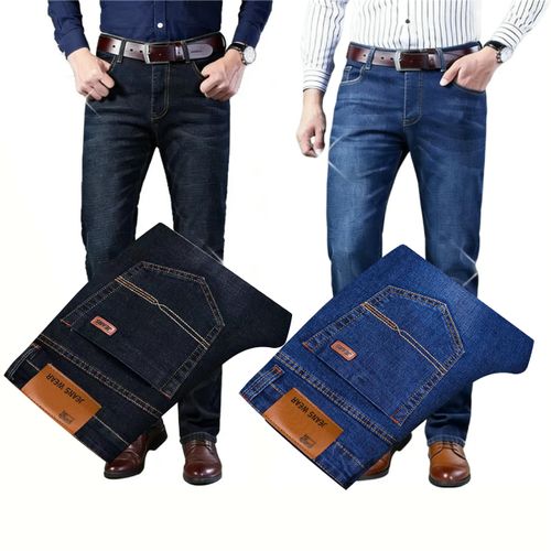 product_image_name-Fashion-(2Piece)Stretch Jeans Suit/Straight Jeans Stretch Jeans Suit - Blue/Black-1