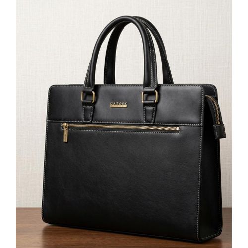 Gator Premium Leather Laptop Bag – Shockproof Briefcase for 13” 14” 15” Laptops, Business Handbag – Black
