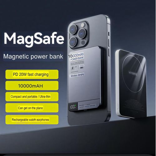 product_image_name-Generic-Premium MagSafe Magnetic Wireless Power Bank 10000mAh – PD 20W Fast Charging - Ultra-Thin - Digital Display - For iPhone, AirPods & Smart Devices - Gold & Silver-1