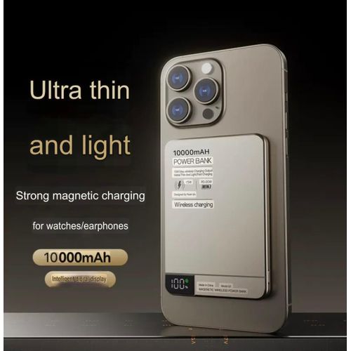 product_image_name-Generic-Premium MagSafe Magnetic Wireless Power Bank 10000mAh – PD 20W Fast Charging - Ultra-Thin - Digital Display - For iPhone, AirPods & Smart Devices - Gold & Silver-4
