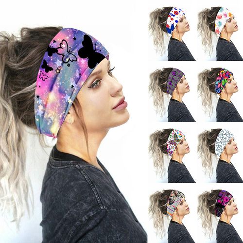 Shop Generic Floral Wide Stretch Sports Yoga Headbands Women Wide White  Online