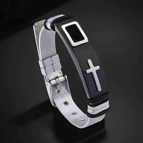 product_image_name-Fashion-2 in 1 Cross Titanium Steel Adjustable Bracelet Necklace-2