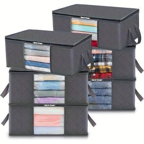 product_image_name-Generic-6 Storage Bins With Handles And Visible Window - Dark Gray-1