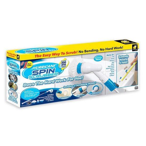 Generic Spin Scrubber Power Cleaning Brush w/3 Scrubbing Head- whites