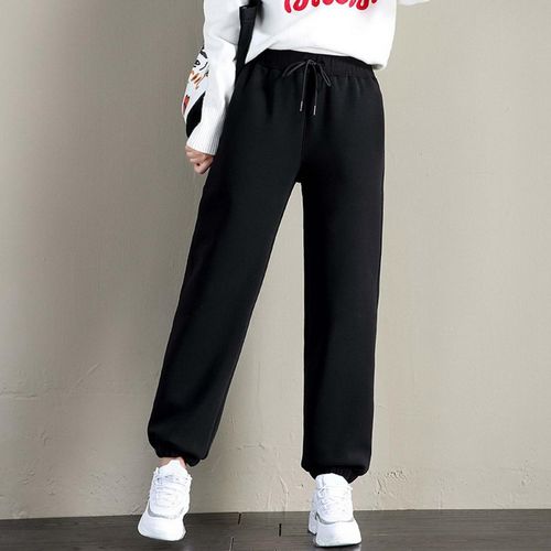 Shop Generic Thermal Fleece Lined Sweatpants Women Jogger Pants Ladies  Black M Online