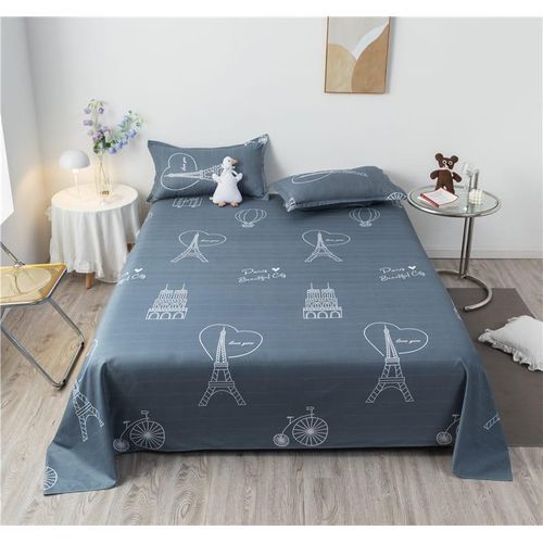 Lindy Double Size Bed Sheets - 3 Pieces - Grey/White