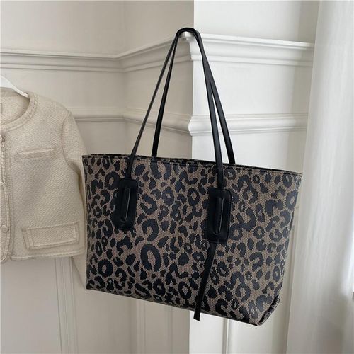 NOVOO Women Leopard Print Tote Bag - BLACK - image 2