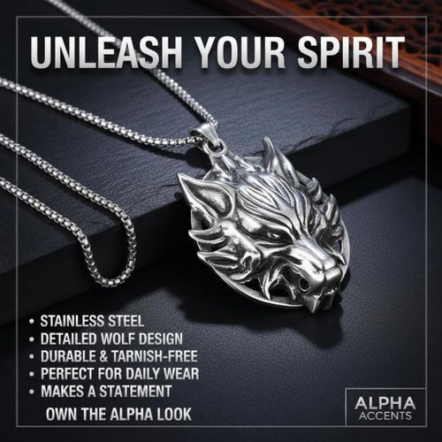 product_image_name-Fashion-ASCENT 3D Wolf Head Pendant – Silver Men Bold Design Necklace Pendant Chain  -2