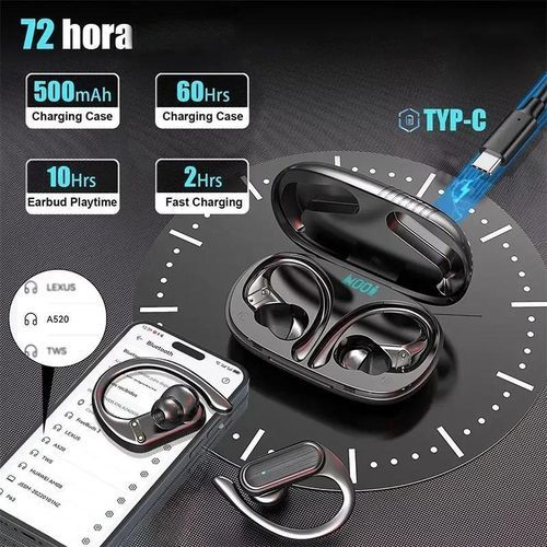 GtyGo Earphones Wireless Bluetooth EarHooks Touch Control Earbuds - black - image 3