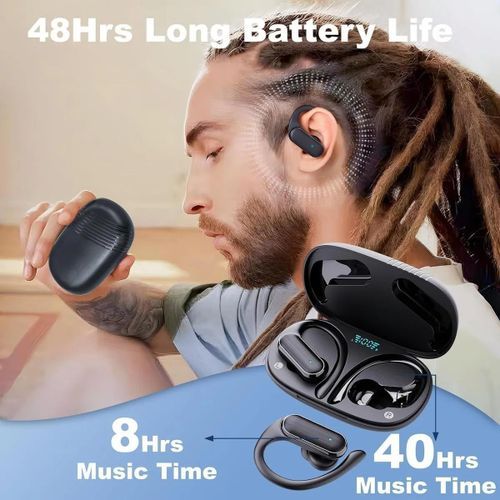 GtyGo Earphones Wireless Bluetooth EarHooks Touch Control Earbuds - black - image 4