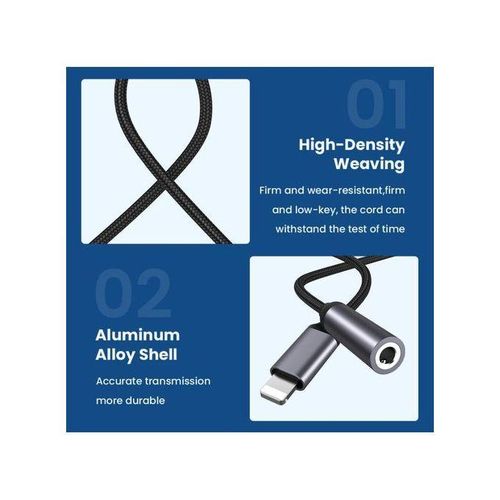 Generic Mini Adapter Cable For IPhone 12 11 Pro To 3.5mm Jack, Headphone Connector - Grey - image 8