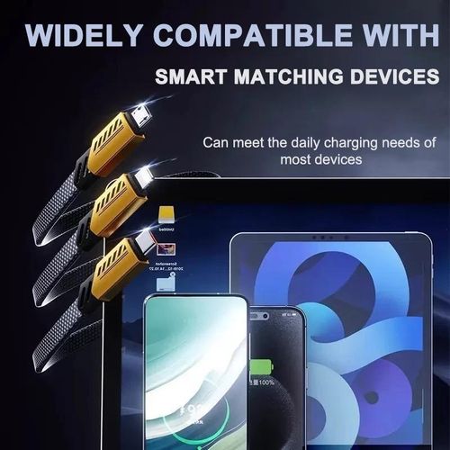 GtyGo  2 units USB Fast Charging Cable 2 IN 3 Nylon Braided Multiports Type C Mobile Phone Charger Cable Cord - image 6