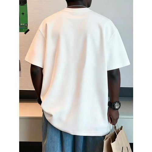 product_image_name-VEOUNDK-2-in-1 Round Neck Pure Cotton Short-sleeved T-shirt - Black/White-6