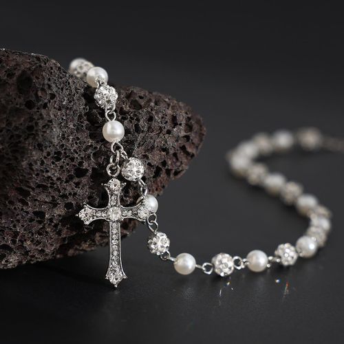 Generic Royal Blessing Shimmering Pearl Cross Necklace - image 2