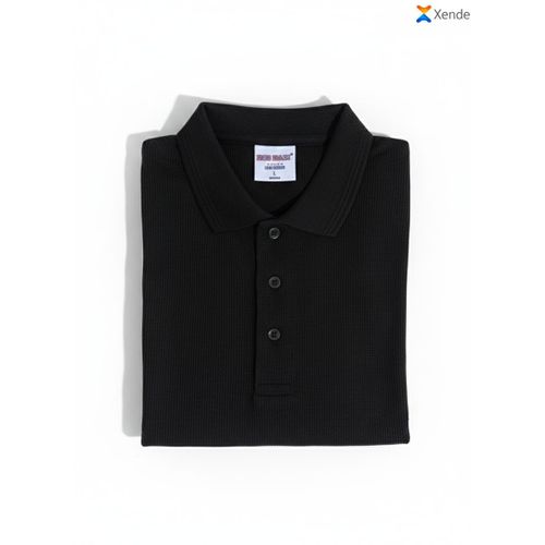 product_image_name-Mce-2Pcs Waffle Polo Shirts Black/White-3