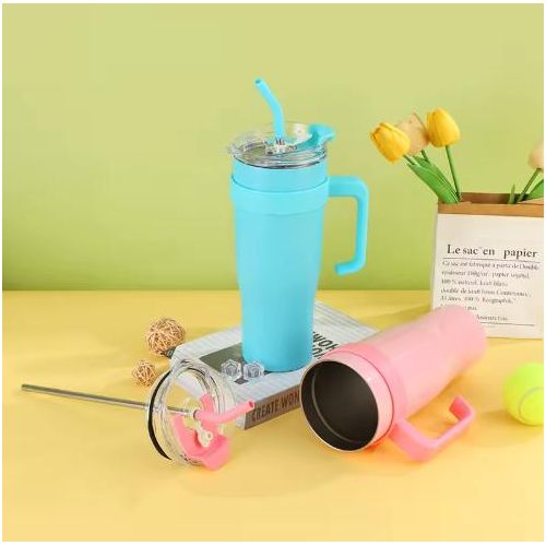 product_image_name-Generic-Large 1200ml Vacuum Stainless Steel Stanley Cup New Modern High Value Dual Wall Metal Mug for Coffee Water Gifts Lid 40oz Back School - BLACK-4