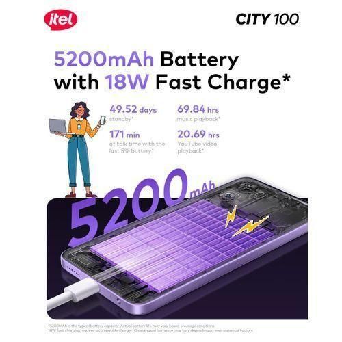 product_image_name-Itel-City 100 AI - 4G Dual SIM Slim Design - 6.75'' HD+ Screen - 128GB HDD - 4GB RAM - Dual 13MP Rear/8MP Front - 5200mAh Fast Charge - Navy Blue-2
