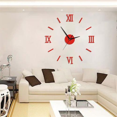product_image_name-Kingnote-Modern 3D Acrylic Digital Wall Clock Roman Numerals Design Mirror Wall Clock Fashion Large Round Wall Clock DIY Self Adhesive Clocks-8
