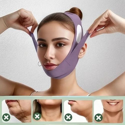 product_image_name-Generic-Reusable V-Shaped Face Lift Mask - Jawline Lift, Lavender Light Beige Firming Bandage-1