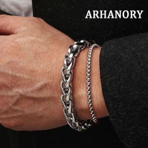 product_image_name-ARHANORY-Stainless Steel Hand Chain Men Classic Bracelet - Silver-1
