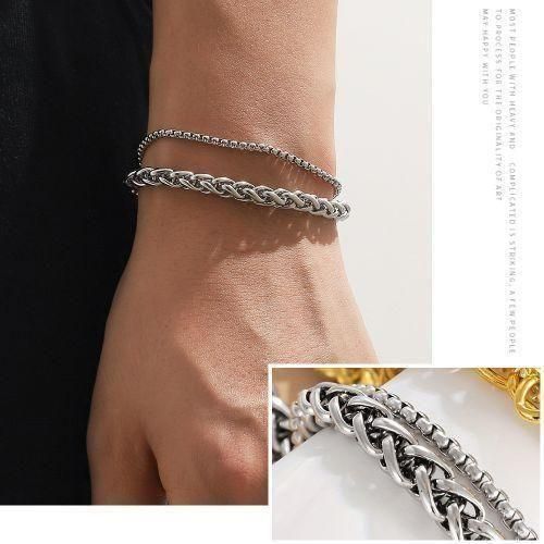 product_image_name-ARHANORY-Stainless Steel Hand Chain Men Classic Bracelet - Silver-4