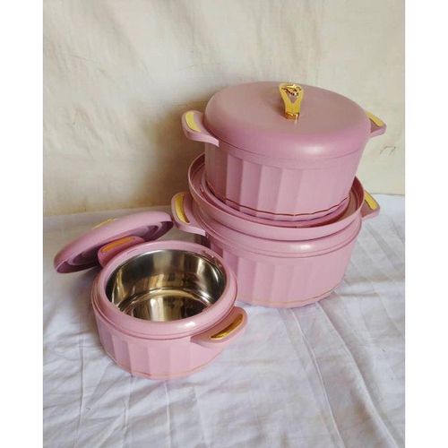 Generic 3pc Set Food Warmer Round Thermal Hotpot 3 Sizes - Multicolour