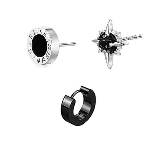 product_image_name-Generic-Stainless Steel Earrings Unisex 6 Set -Silver/black-1