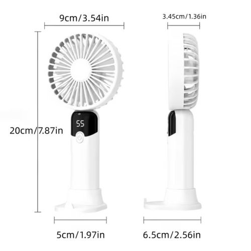 Classic Portable Mini Handheld Fan with Digital Display – Foldable 3-Speed USB Fan - image 2