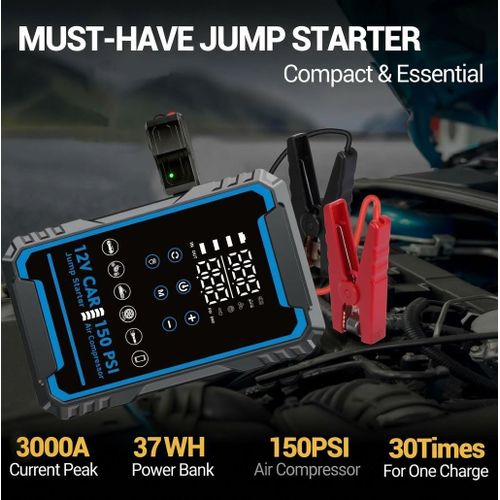 Generic 22200mWh Portable Jump Starter Power Bank with Tire Pump Multi-function Car Jump Starter with 150PSI Air Compressor. - image 4