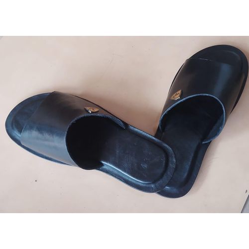 product_image_name-Gan-Men's Casual Cross Leather Slippers - Black-1