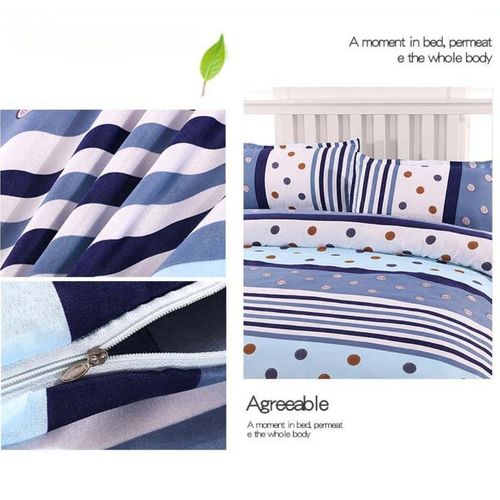 Generic Blue Printed Bed Set With Quilt Cover Flat Sheet And Pillowcases - image 5