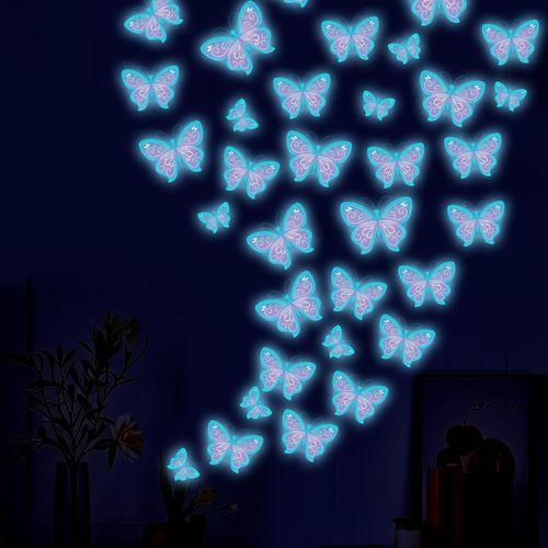 product_image_name-Generic-Blue Light Butterfly Wall Decoration Luminous Wall Stickers-Suitable For Living Room Bedroom Background Decoration-6