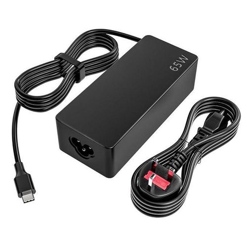 product_image_name-Lenovo-Replacement 65W USB Type C Adapter Fast Charger & Free AC Fused Power Cord, Color - Black-1