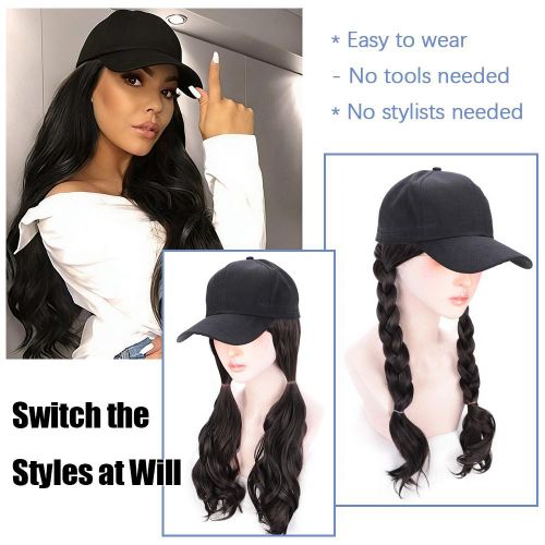 product_image_name-ARHANORY-Baseball Cap with Hair Extensions for Women Adjustable Long Straight Hairpiece Wigs in Hat for Girls-3
