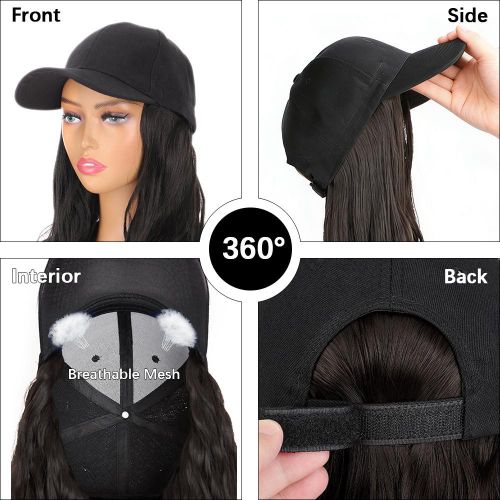 product_image_name-ARHANORY-Baseball Cap with Hair Extensions for Women Adjustable Long Straight Hairpiece Wigs in Hat for Girls-5