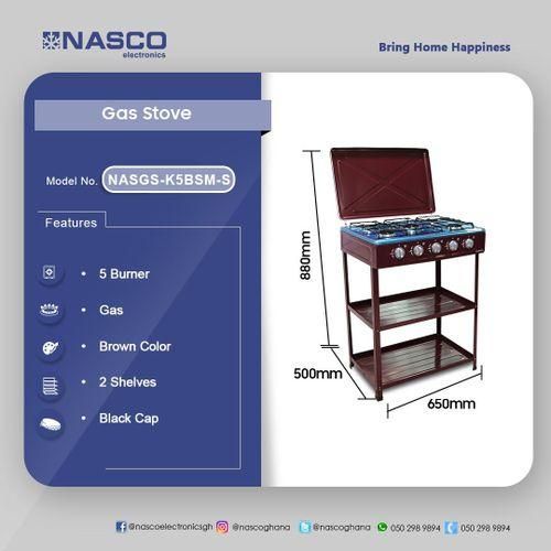 product_image_name-Nasco-NASGS-K5BSM-S Gas Stove - 5 Burner - Brown +12 Months Warranty-3