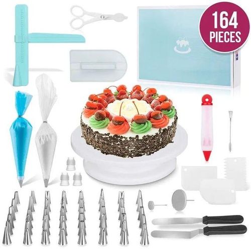 product_image_name-Generic-164 Pcs/set Cake Decorating Turntable Piping Tip Nozzle Pastry Bag Set Diy Kit-1
