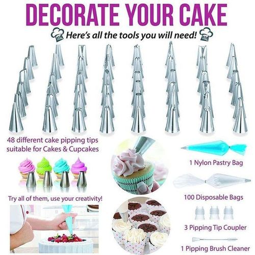 product_image_name-Generic-164 Pcs/set Cake Decorating Turntable Piping Tip Nozzle Pastry Bag Set Diy Kit-2