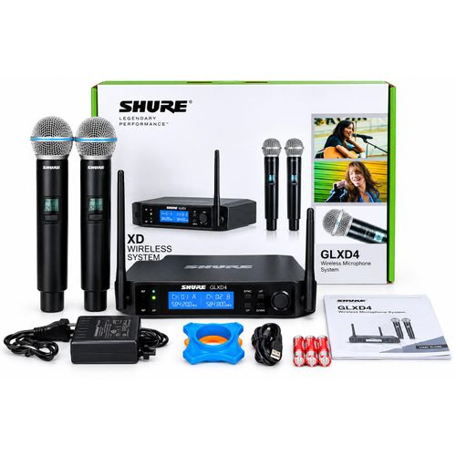 Shure GLXD3 Professional Wireless Microphone System with GLXD4 Receiver & 2 Handheld Mics