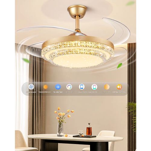 product_image_name-SUMMER WIND-Bluetooth Luxury LED Ceiling Fanlight + Remote Control Set - Gold-1