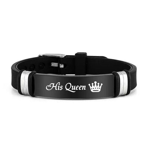 product_image_name-Fashion-Couple Letter Stainless Steel Silicone Bracelet - Black-2