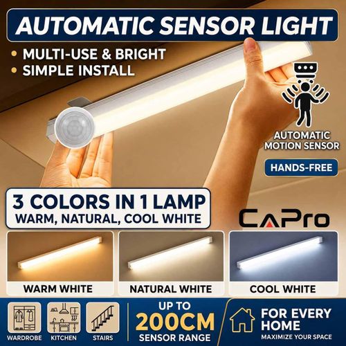 CAPro Rechargeable 3-Color Motion Sensor LED Night Light With Magnetic Base