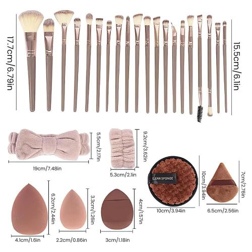 product_image_name-WEJESS-40Pcs Brown Makeup Brushes Set Professional Makeup Kit Multi-functional Makeup Tool Set with Facial Makeup Accessories, Foundation Makeup Brush Kit Eye and Face Make up Brushes & Tools-2