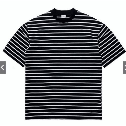 Shop Fashion Stripped Round Neck Summer Shirts T-Shirt - Black Online ...